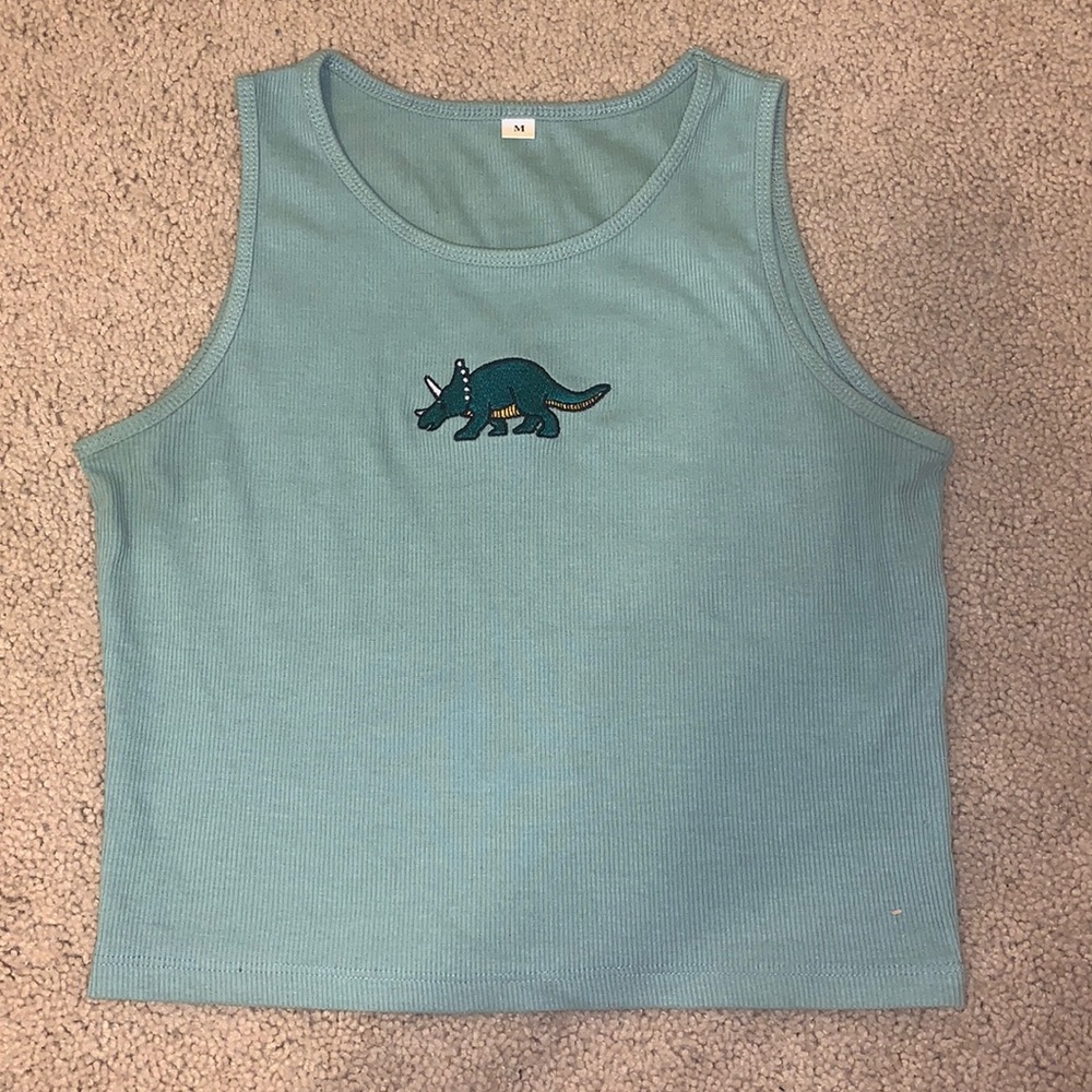 Green dino cropped tank!